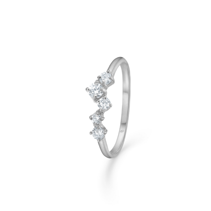 Oblique Ring - Ring i 925 sterling sølv med hvide zirconia sten
