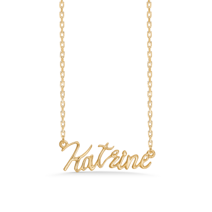 Name Tag Necklace Katrine - halskæde med navn - navnehalskæde i forgyldt sterling sølv