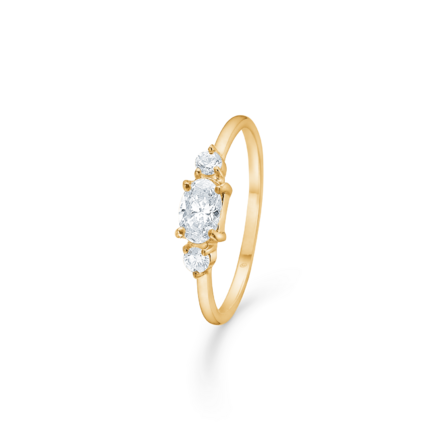 Ice Ring - Forgyldt ring i 18 kt guld med hvide zirconia sten