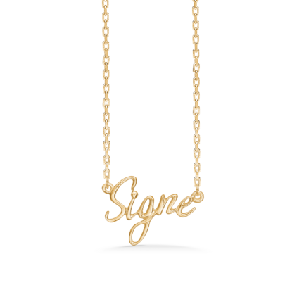 Name Tag Necklace Signe - necklace with name - name necklace in gold plated sterling silver